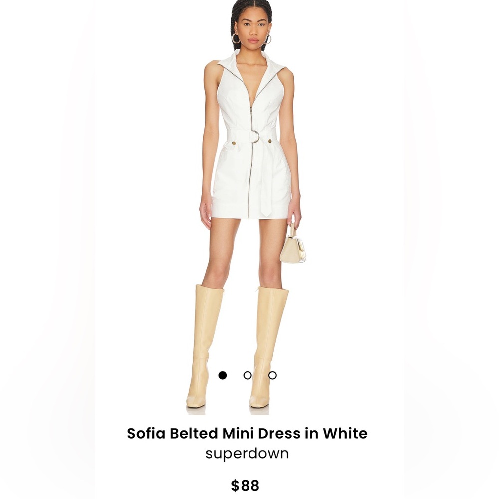 Superdown White Sofia Belted Mini Dress - image 1